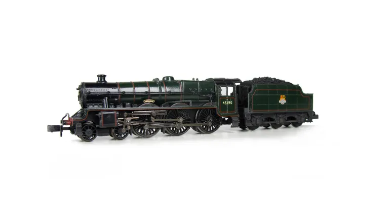 Jubilee 45690 in preserved condition with gloss finish. Added details include: moulded coal replaced with real coal, renumbered and etched nameplates and plaques.