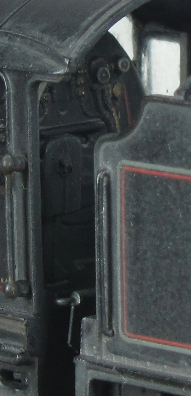 close up of painted cab interior.