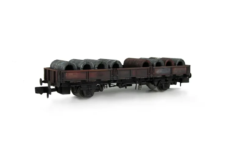 SPA wagon heavilly weathered with special effects of rust and flaking paint with load added.