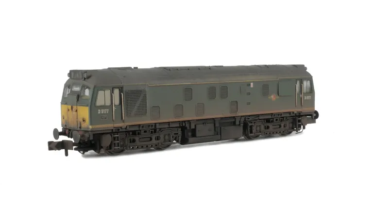 D5177 Details include: finer nose end handrails, semi detailed buffer beam at both ends, livery mods, etched workplates, etched 3D roof grill with fan, headcodes changed, speedo cable added and battery box modifications.