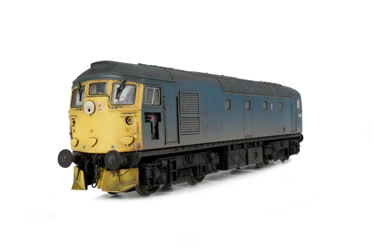 D5328 conversion to headcode disc with catches, respray to BR Blue, renumbered, token catcher box added, disc catches, brass buffers, snowploughs, detailed buffer beam at one end.