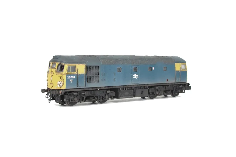 26009 Conversion to disc headcode version (centre placement), full respray into correct colours, renumbered, disc catches, etched work plates, special effect of paint peeling on doors, tapered steps with leaf spring bogies, brass oval buffers, straight fr