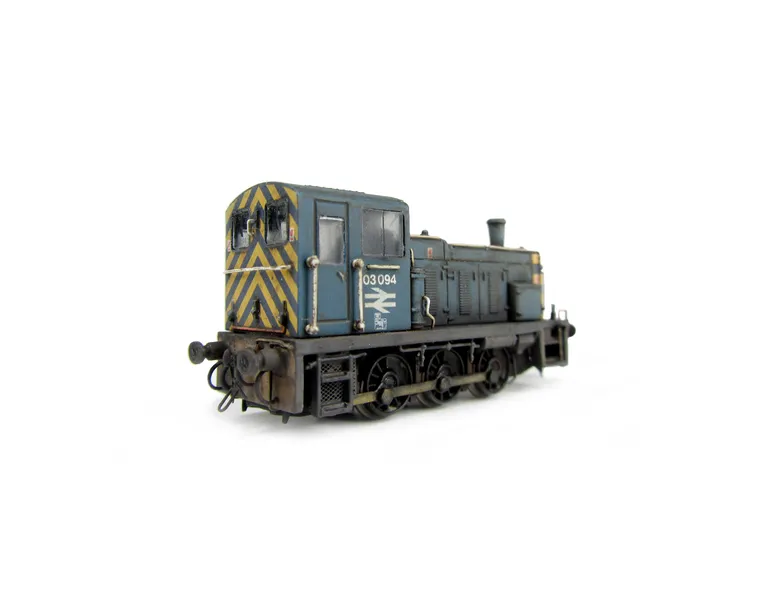 03094 with faded paintwork, buffers painted yellow, renumbered, detailed buffer beam with coupler pockets filled, semi detailed buffer beam at coupler end, lamp brackets, handrail and extra piping added as per prototype.