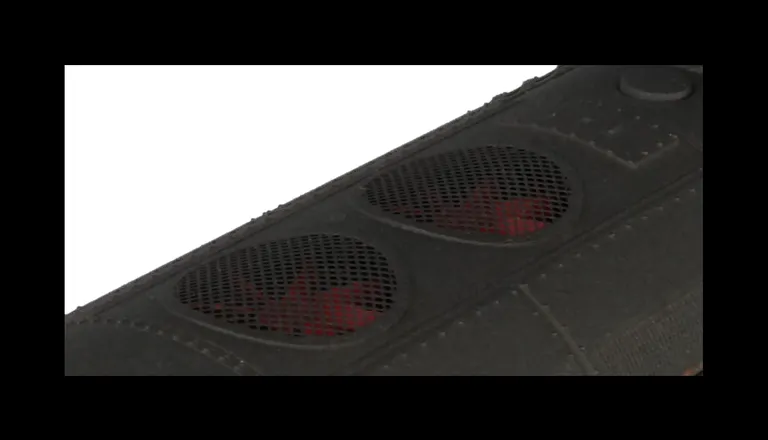 Close up of etched roof grills.