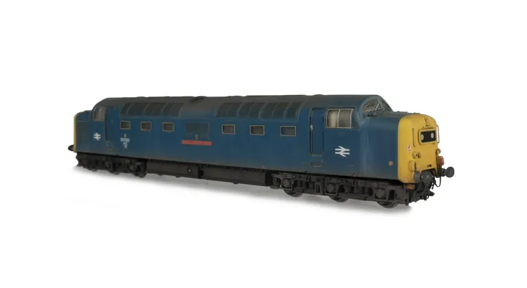 55022 with nose end modification to glass headcode, renumbered including livery modifications. Other details include: etched work plates, finer nose end handrails, detailed buffer beam at one end and semi detailed at coupling end, bogie modification to re