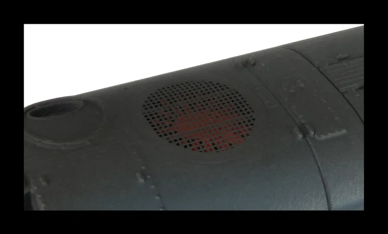 Etched 3D fan and grill.