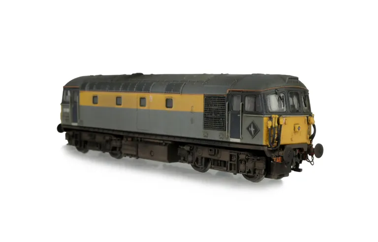 33118 with added details of: faded paintwork, renumbered, footsteps above buffers, detailed buffer beam, semi detailed buffer beam at coupling end, driver, etched symbols added and moulded roof grill replaced with 3D etched fan and grill.