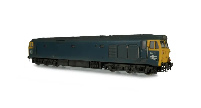 D412 Added details include: renumbered. etched work plates, headcode box modified to more prototypical version,  painted cab interior, driver, speedo cable added, moulded roof grills replaced with 3D fan and grill and detailed buffer beam.