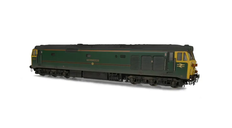 50007 Added details include; painted cab interior, driver, mu cable replaced, multiple jumper socket changed to correct type, speedo cable added, etched name and work plates, moulded roof grills replaced with 3D fan and grill and detailed buffer beam.