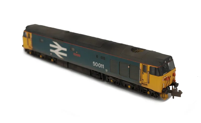 50011 Added details include; renumbered, snowploughs, mu cable replaced, multiple jumper socket changed to correct type, headcode made more realistic, etched plates and moulded roof grills replaced with 3D etched fan and grill.