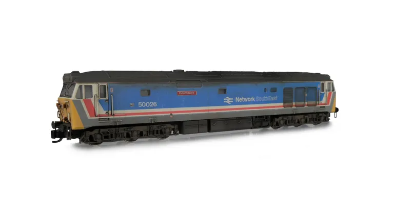 50046 Added details include: renumbered, faded paintwork, etched nameplates, painted cab interior and livery adjusted to match prototype.