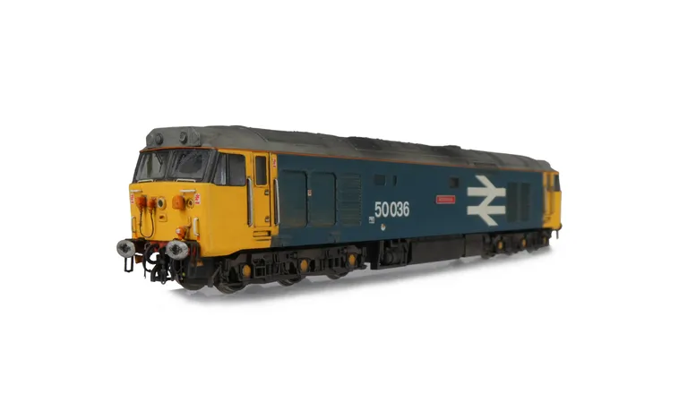 50036 Added details include: renumbered, etched nameplates, cantrail added, red buffer beams and silver buffers, painted cab interior, speedo cable added, mu socket replaced, moulded roof grills replaced with 3D fan and grill, driver, detailed buffer beam