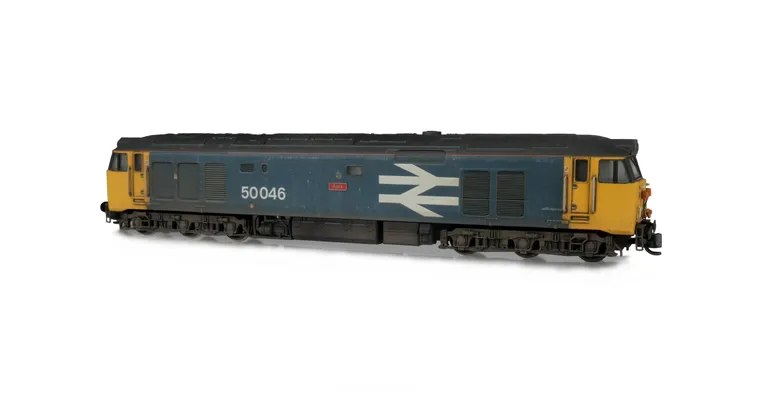 50046 Added details include: renumbered, distressed paintwork, etched nameplates with paint blemish where the plaque used to be, painted cab interior, driver and speedo cable added.