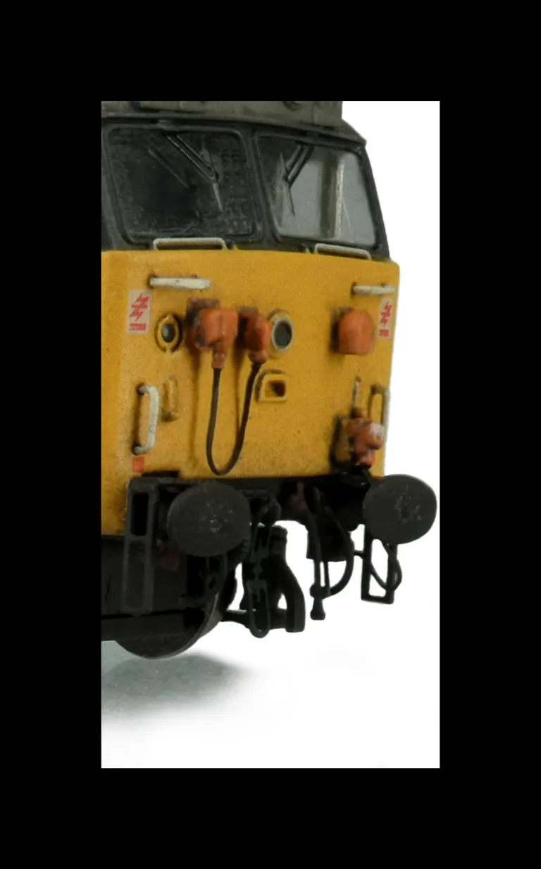 50012 Added details include; renumbered, driver, mu cable replaced, multiple jumper socket changed to correct type, speedo cable added, etched plates, moulded roof grills replaced with 3D fan and grill and detailed buffer beam.