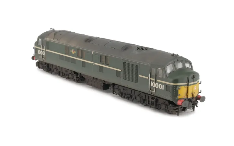 10001 faded with detailed buffer beam at one end and semi detailed at coupling end,etched work plates, moulded roof grill replaced with etched 3D version, buffers changed to finer versions and driver fitted.