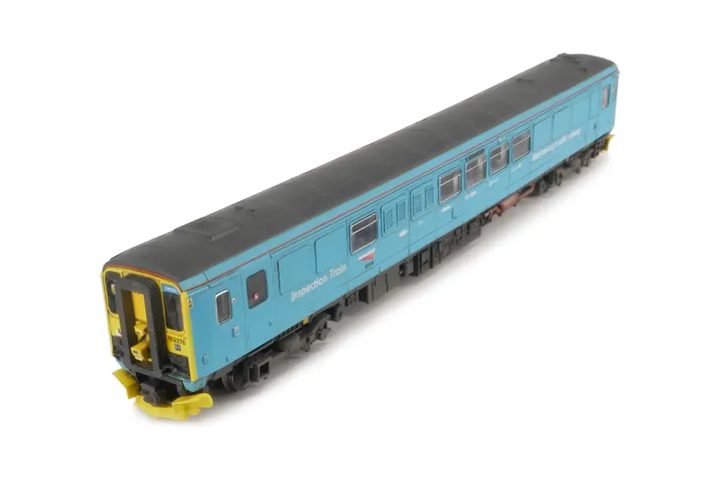 153376 Full respray into NR blue, bodyside modification to windows with etched vents replacing windows, measurement cameras added at both ends, renumbered and snowploughs added